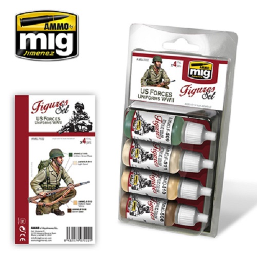Ammo Mig A.MIG7022 US Forces WWII Uniforms Acrylic Paint Set